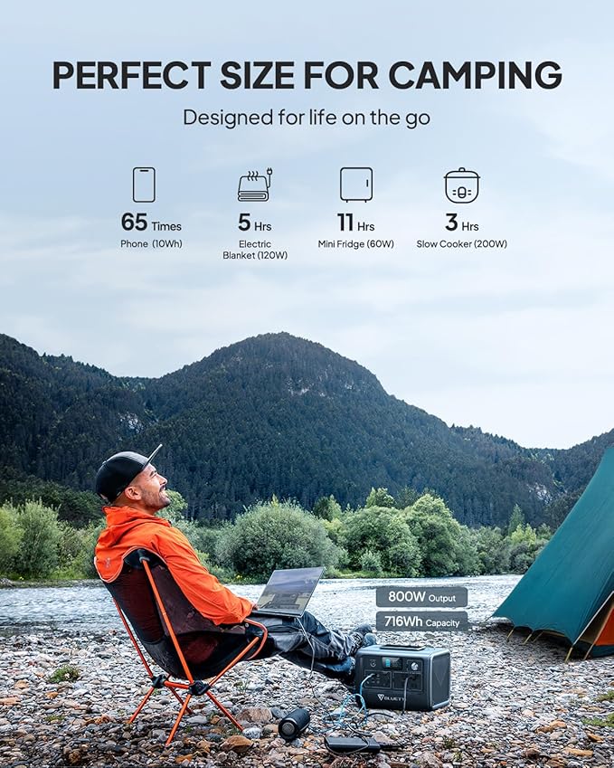 BLUETTI Portable Power Station EB70S, 716Wh LiFePO4 Battery Backup w/ 4 800W AC Outlets (1400W Peak), 100W Type-C, Solar Generator for Road Trip, Off-grid, Power Outage (Solar Panel Optional)