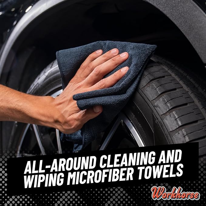 Chemical Guys MIC35303 Workhorse Professional Grade Microfiber Towel, Black, (Safe for Car Wash, Home Cleaning & Pet Drying Cloths) 16" x 16", Pack of 3