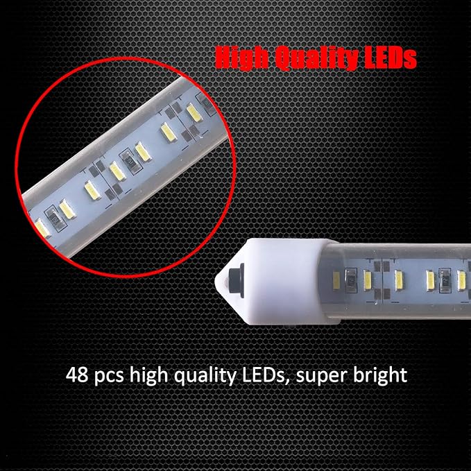 Ampper 12V Van Interior LED Light Bar, 48 LEDs Interior Light with Switch for Car Van RV Cabinet Showcase Indoor Home and More (4 Pcs)