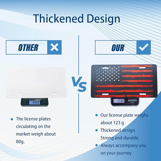 Front License Plate Thin Blue Line Vanity Plates Aluminum Metal Decorative Car Tag Flag Novelty License Plate Cover for Men Women 6 * 12 in (4 Holes)