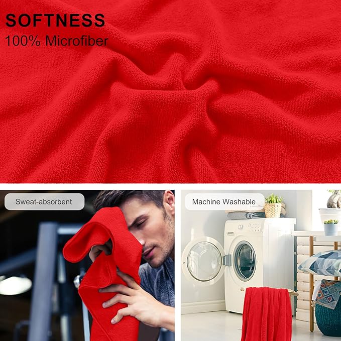 Car Seat Towel Cover, Universal Front Seat Protector for Cars, SUVs and Trucks, Sweat Towel Car Seat Cover for Gym, Yoga, Swimming, Pets and Family Travel, Haute Red, 2 Pack