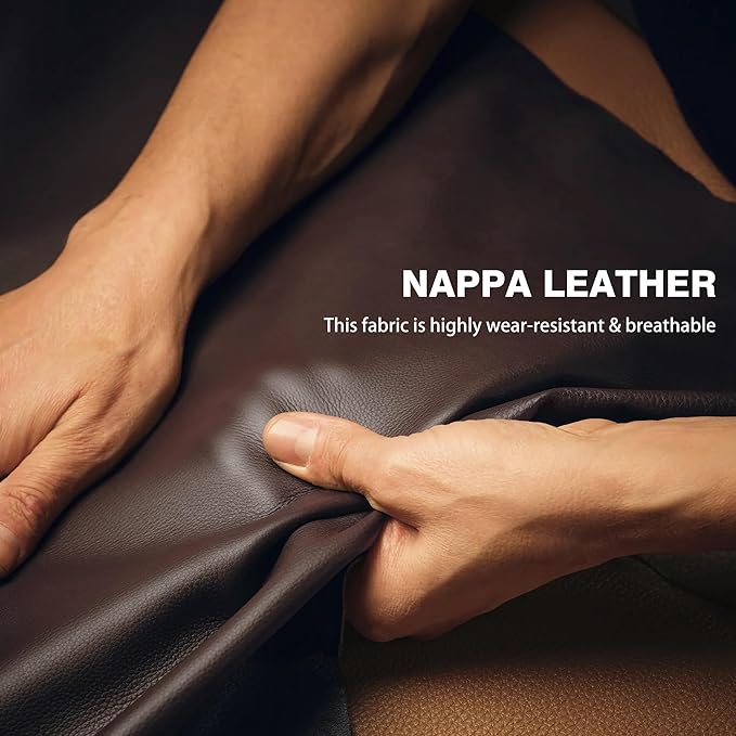 【2025 Model】 Premium Nappa Leather Car Steering Wheel Cover for Men Women, Non-Slip, Breathable, Universal 15 inches Steering Wheels, Brown