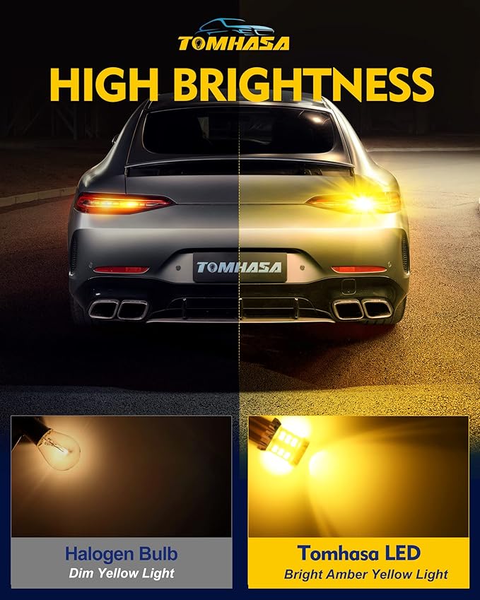 1156 LED Bulb Amber 1156 LED Turn Signal Light bulbs, 1141 led bulb Amber, 7506 1003 P21W BA15S LED 1156 Bulbs Replacement Lamp for Car Blinker Brake DRL, pack of 2