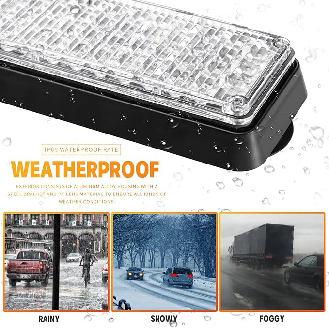 BooYu 2-Pcs Battery Operated LED Emergency Strobe Lights Bar w/Magnetic Base Rechargeable Portable Roadside Roof Top Mini Plow Flash Beacon Warning Light for Truck/Trailer/Vehicle (Red)