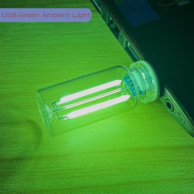Touch Control Portable Retro Car Bulb, Battery & USB Plug in Interior Mood Lamp, No Pole Dimmable Indoor Decorative Mini Neon Night Lights for Bedroom, Camping, Holiday, Vehicle, SUV (Green, 1Pack)