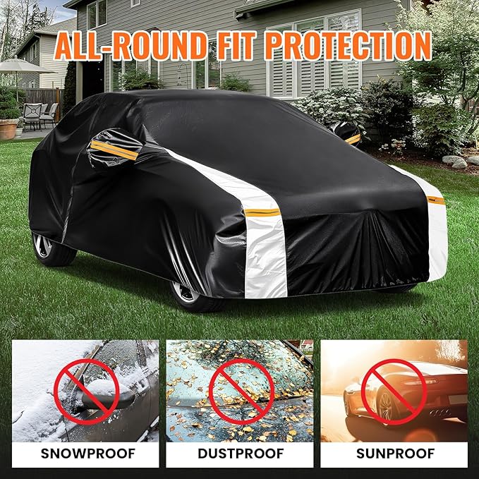 Ford Explorer Car Cover 100% Waterproof All Weather, Gift with Towel, 10 Layers SUV Car Cover Custom Fit 2006-2025 Ford Explorer, Full Exterior Covers Rain Sun UV Protection with Door Zipper.