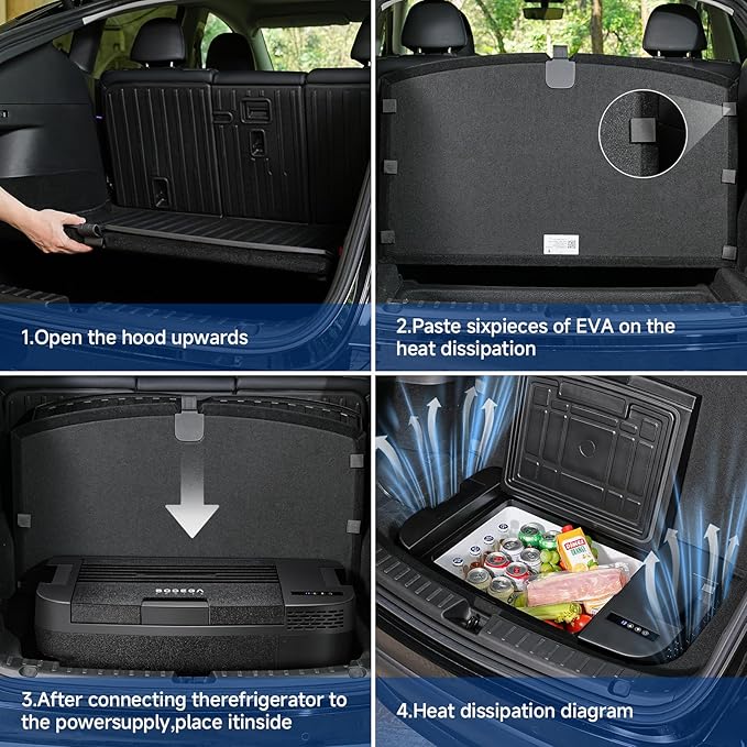 BODEGACOOLER 35L Built-In Car Refrigerator for Tesla Model Y- Ultra-Quiet Fast Cooling to -4℉, Smart App Control, Space-Saving Design for Camping & Road Trips 12/24V DC/AC,-4℉-68℉