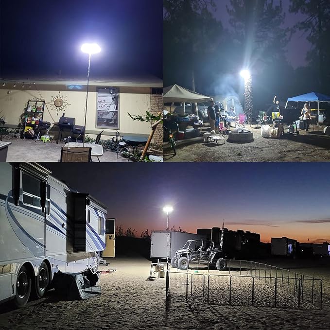 CONPEX Altra LED Telescoping Camping Lights, Portable Led Outdoor Camp Lighting with Remote & Manual Control Stand DC12V Outdoor Camp Light Telescopic Pole Fishing Light at Night