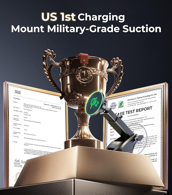【Qi2 Certified・90LBS Vacuum Magnetic Suction】15W Fast Wireless Car Charger Mount for Magsafe, 360° Adjustable Arm, Dashboard/Windshield/Vent Phone Holder+Cable Organaizer for iPhone 16/15/14 Pro Max