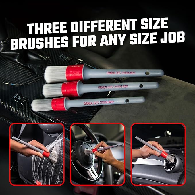 Chemical Guys ACC600 All In The Details Interior Detailing Brush Set (Great for Cars, Trucks, SUVs, RVs, & More)