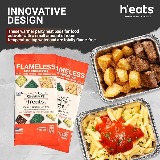 Flameless Food Warming Pads (12 Pack) - Food Warmers for Parties Buffet Disposable - Party Buffet Servers and Warmers for Half Size Pans - Heating Pads for Chafing Dish- Must-Have Catering Supplies