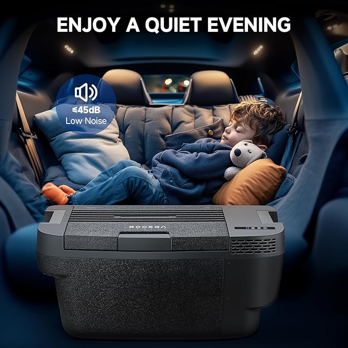 BODEGACOOLER 35L Built-In Car Refrigerator for Tesla Model Y- Ultra-Quiet Fast Cooling to -4℉, Smart App Control, Space-Saving Design for Camping & Road Trips 12/24V DC/AC,-4℉-68℉