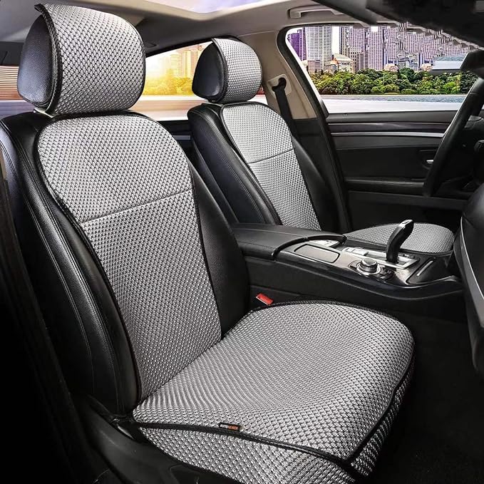 Auto Newer Luxury Breathable Car Seat Cover Fit Four Seasons, Universal Front of Car Seat Cushions, Bottom Seat Covers of Full Wrapped Edge,Universal Fit for 95% Cars,SUV,Pickup,Van(Grey,2PCS)
