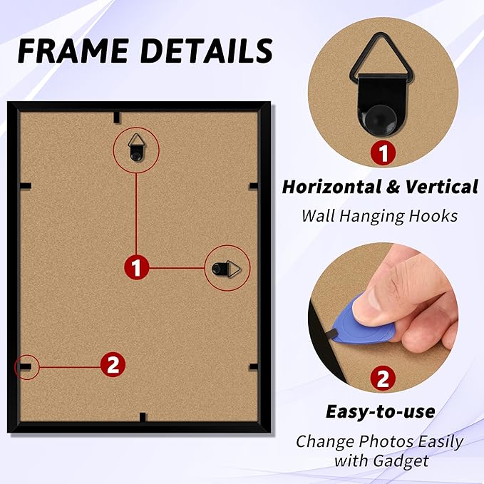 NEXCOVER Diploma Frame Black 6 Pack, 8.5 x 11 Certificate Frame with HD Plexiglass, 8.5 by 11 Picture Frames for Documents, Photos, Posters, Artworks, Horizontal and Vertical Wall Display