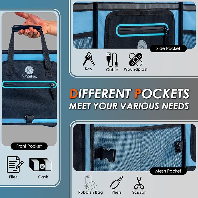 Car Trunk Organizer | 95L, 35"x13.8"x11.8" | 26L Ice Pack Included | Waterproof, Foldable | Gift for Drivers | Trunk Storage for SUV/Cars - Blue-M004