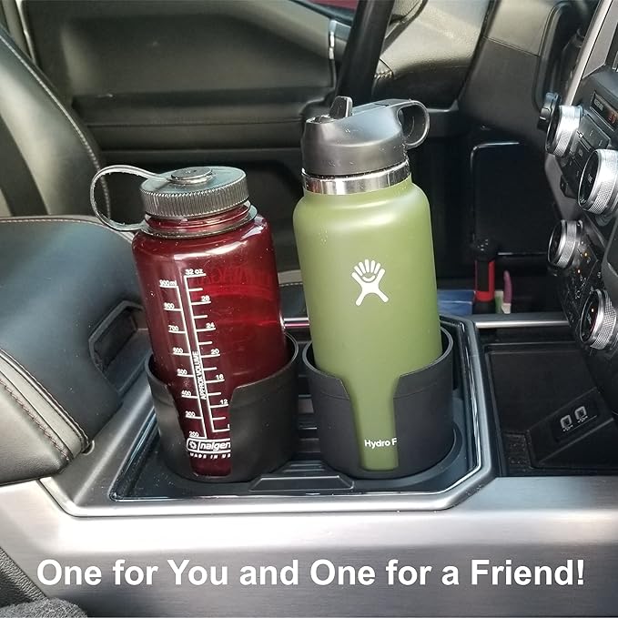 Cup Keeper Plus Car Cup Holder Adapter Expands to Hold Larger Beverage Containers up to 3.7" Diameter- 2 Pack/Fits 32 oz Hydro Flask, Yeti, Nalgene Water Bottles