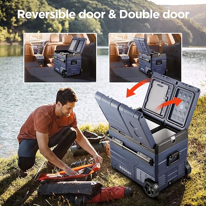 BODEGACOOLER 12V Portable Refrigerator,48 Quart(45L) Car Fridge,RV Car Refrigerator,Portable Fridge Freezer, -4℉-68 Cooler APP Control 12/24V DC and 100-240V AC for Car,Travel(2 Doors)