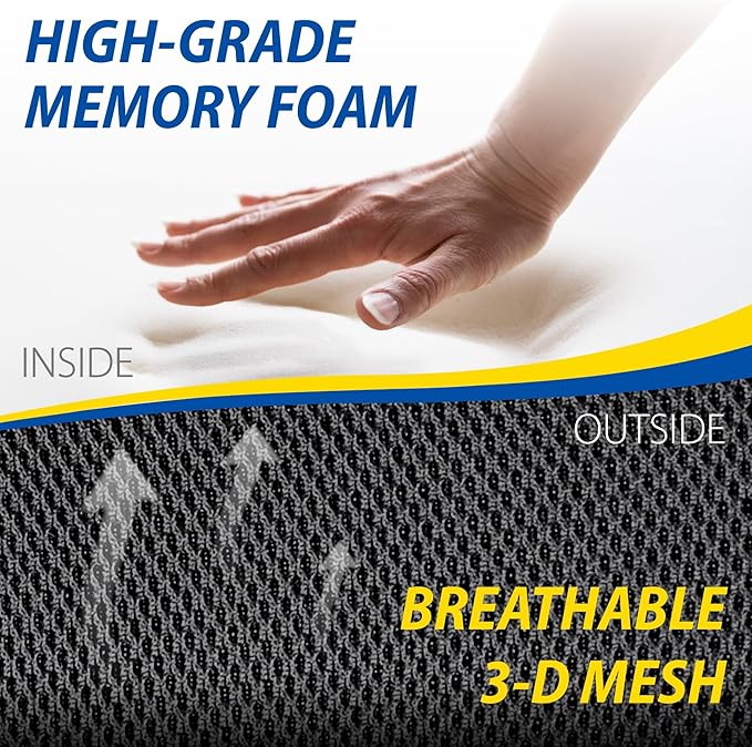 Goodyear Ergonomic Lumbar Support Pillow for Office Chair, Gaming Chair, or Car, Memory Foam Cushion with Ventilated Mesh and Adjustable Strap
