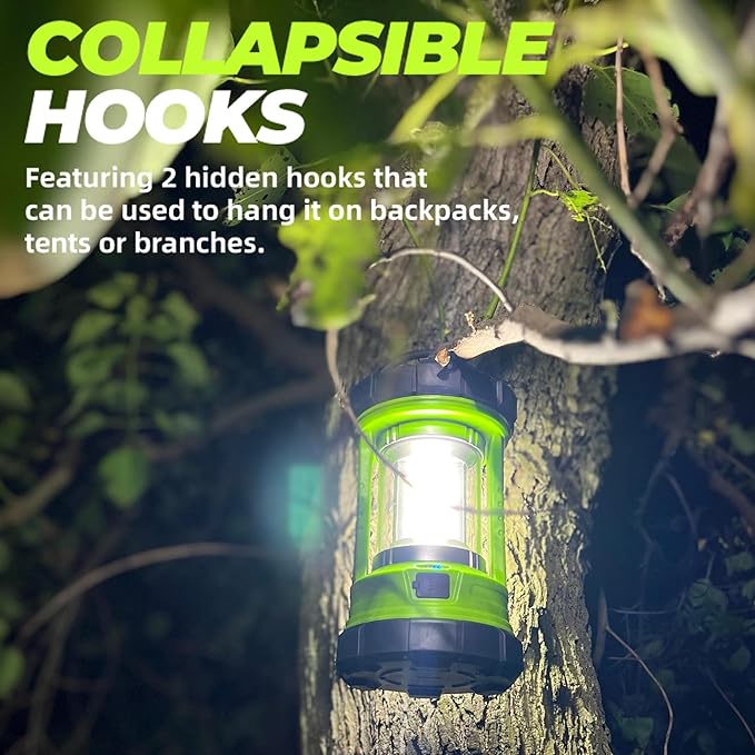 Camping Lantern 3000LM, LED Lanterns for Power Outages with 4400mAh Phone Charger, Impact-Resistant Rechargeable Lantern, 5 Light Modes Waterproof Lantern for Hurricane Emergency(Pale Green)