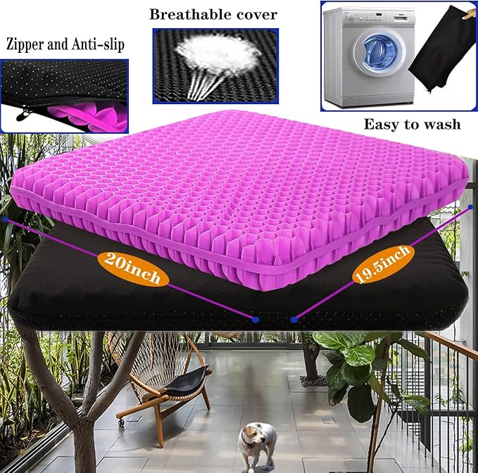 Plus Size Gel Seat Cushion for Long Sitting, Extra Large and Thick, Seat Cushion for Back, Hip, Sciatica, Tailbone Pain Relief, Used for Office, Wheelchair, Car, Truck, Recliner, Stadium.(Pink)