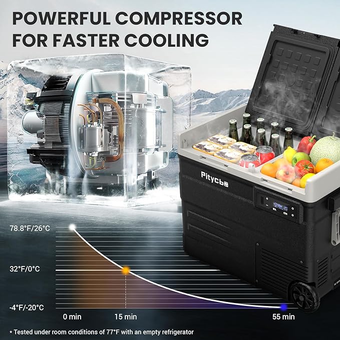 Car Refrigerator 12v Portable Fridge for Car, Auto 56 Quart Dual Zone Freezer Compressor Cooler, -4℉—68℉ 12/24V DC 100~240 Volt AC for Truck, Camping, Travel, Vehicles, RV