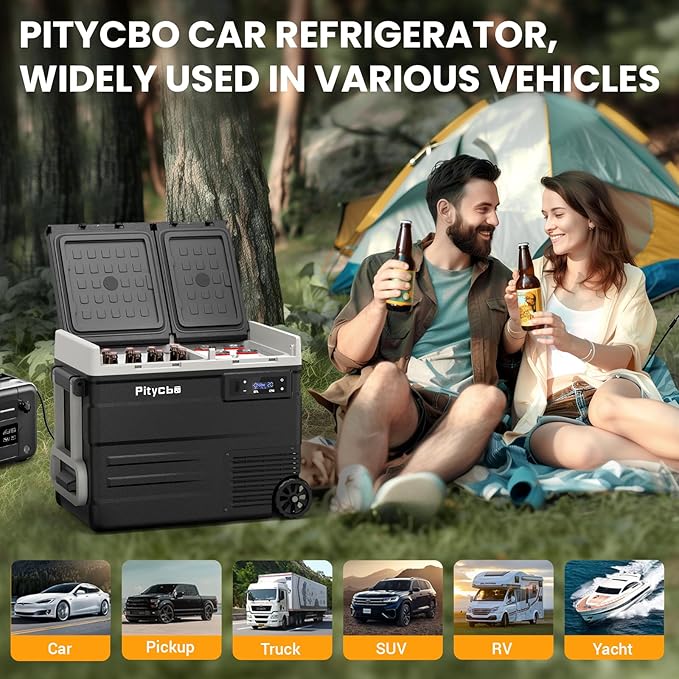 Car Refrigerator 12v Portable Fridge for Car, Auto 56 Quart Dual Zone Freezer Compressor Cooler, -4℉—68℉ 12/24V DC 100~240 Volt AC for Truck, Camping, Travel, Vehicles, RV
