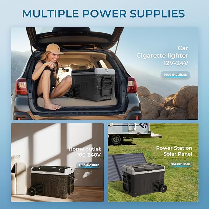 EUHOMY 12 Volt Refrigerator, 35QT(33L) Dual Zone Electric Cooler, Portable Freezer 12V/24V DC 110-240V AC, 12V Fridge -4℉~68℉, 12V Cooler with Wheels & Basket for Travel, Truck, Camping, Boat