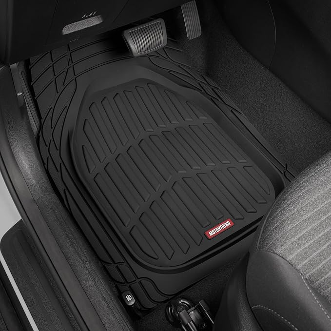 Motor Trend (2 Car Seat Covers for Front Seats with (2) Trimmable Car Floor Mats – Universal Fit Auto Accessories for Cars, Trucks, SUVs, Vans – Interior Protection and Vehicle Interior Shield Combo
