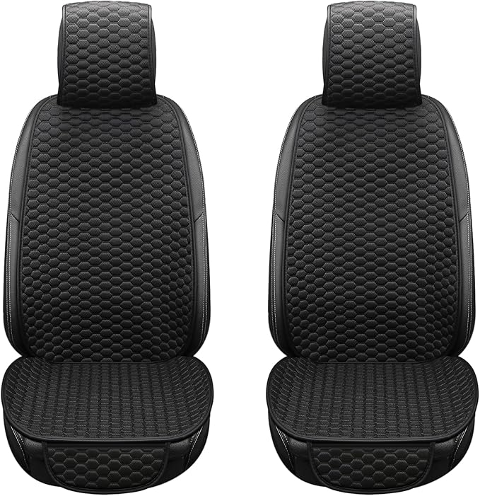 Universal Car Seat Covers for Front Seats, Super Breathable & Anti-Slip Automotive Seat Cushion Pad with Storage Bags, Fits Most Sedans, SUVs, Pickup Trucks(Front Black)