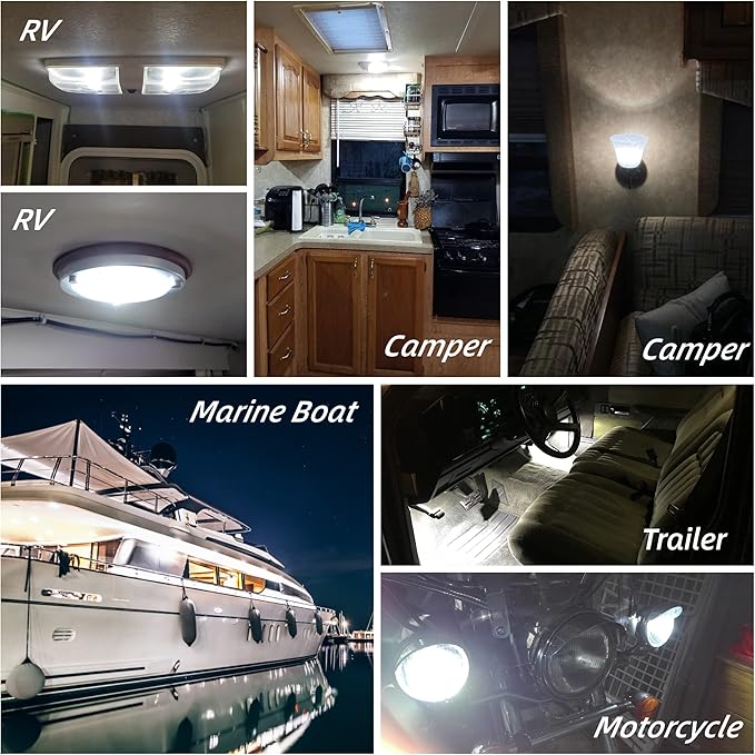 12V BA15D LED RV Camper Interior Light Bulbs,1076 1142 1176 S8 3W 6000K Daylight Bright White,Double Contact DC Bayonet Base,AC10-24V DC10-30V Low Voltage BA15D for Marine Boat Trailer Lights,5Pack