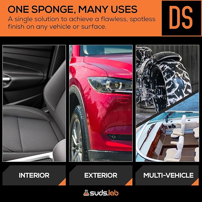 Suds Lab DS Microfiber Detailing Scrub Pad 3 Pack - Car Interior Cleaning & Detailing Microfiber Scrub Pads - Set of 3 - Safe On Leather, Vinyl, Plastic, Etc.