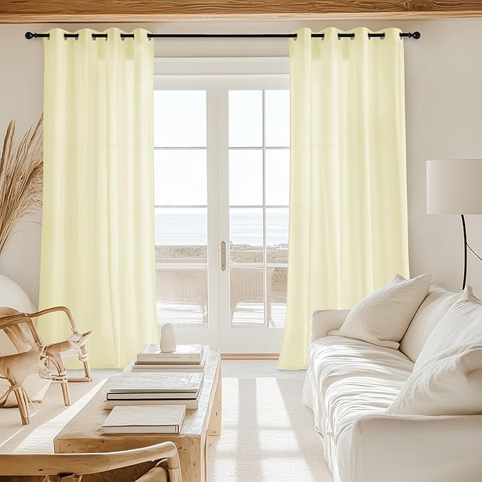 NICETOWN Non-See-Through Privacy Beige Sheer Curtains 72 inches Long 2 Panels, 52" Wide Grommet Window Curtains Drapes for Living Room Bedroom- Home Decoration Light Filtering Elegant Window Drapes