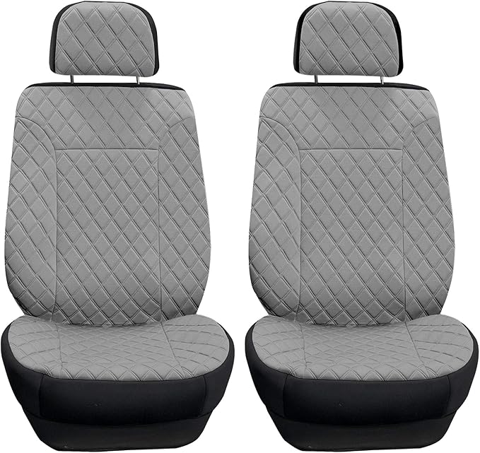 TLH Prestige 79 Diamond Stitch Gray Neosupreme Car Seat Cushions, Two Pack Seat Covers for Cars Trucks SUV, Water Resistant Car Seat Cushion, Interior Accessories, Universal Fit Car Seat Protector