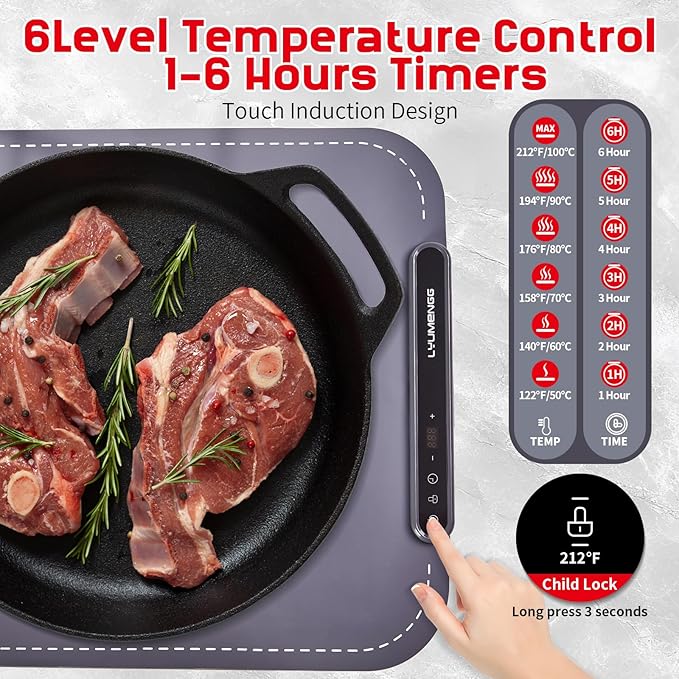Warming Mat for Food,10s Rapid Warm Food Warming Mat,3-Temp Portable Food Warmer,Fast Heating Auto Shut Off Chafing Dishes For Buffet,Roll Up Food Warmers For Parties Buffet Roll-up Silicone Buckle