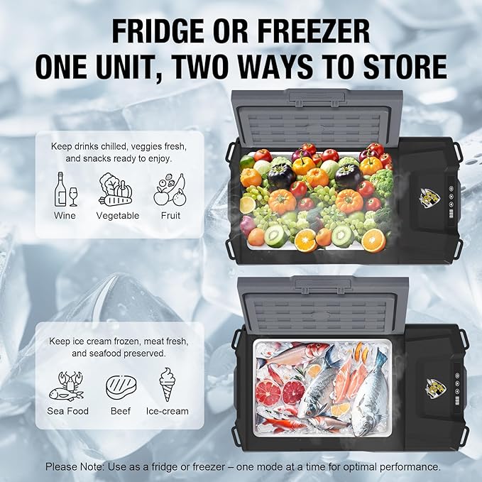 YELLOW JACKET 12 Volt Car Refrigerator, 16 Quart Electric Cooler, Portable Car Fridge for Outdoor Camping Travel, 12V/24V DC 110~240 Volt AC Refrigerator for Truck RV Home Office,-4℉-68℉