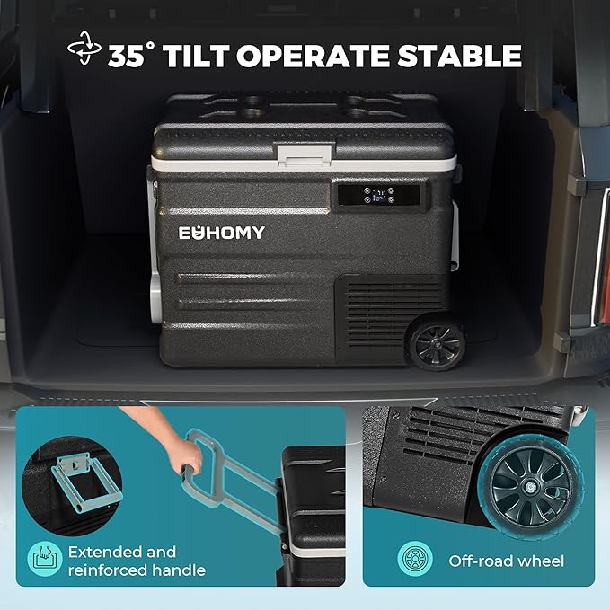 EUHOMY 12 Volt Refrigerator, 59QT(55L) 12V Fridge APP Control, Electric Cooler 12/24V DC 110-240V AC, Car Refrigerator 0℉~68℉, 12 Volt Cooler for Camping, Trip, Truck, Boating, Outdoor
