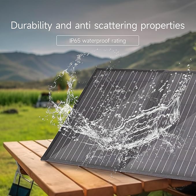 BXST 60W/18V Portable Solar Folding Battery Panel Foldable Portable Outdoor Power Charging Bag with Adjustable Stand Waterproof IP68 Suitable for Various Models of Power Stations Outdoor Camping…