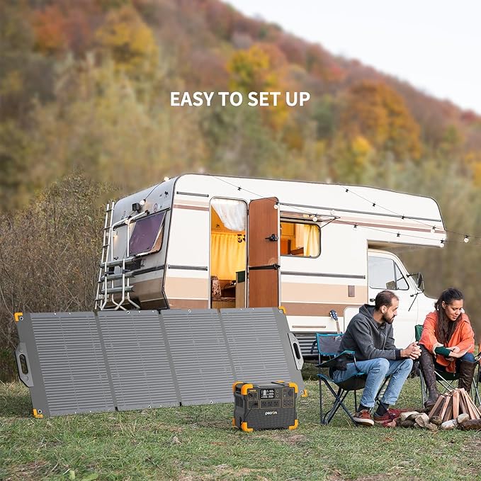 PECRON 200 Watt Solar Panel, Portable Solar Panel for Power Station, High Efficiency Panel Foldable, IP67 Waterproof Power Supply for Camping, RV, Outdoor, Off Grid System