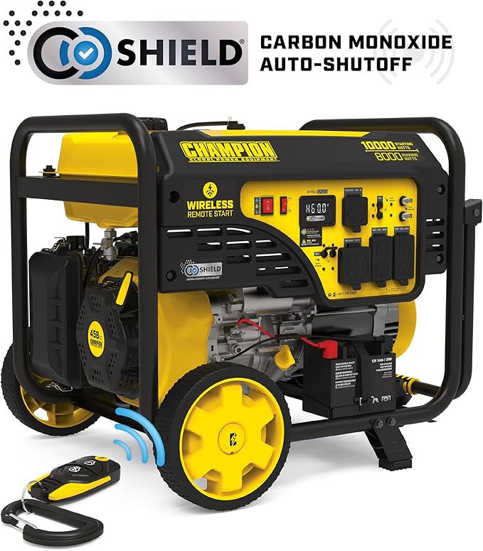 Champion Power Equipment 10,000-Watt Wireless Remote Start Home Backup Portable Generator with CO Shield