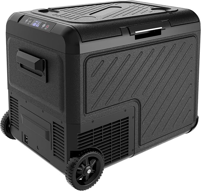 EUHOMY 12 Volt Refrigerator, 49QT Dual Zone Car Refrigerator, Electric Cooler 12/24V DC & 100-240V AC, Car Fridge -4℉~68℉, Portable Freezer with Wheels for Camping, Truck, Travel