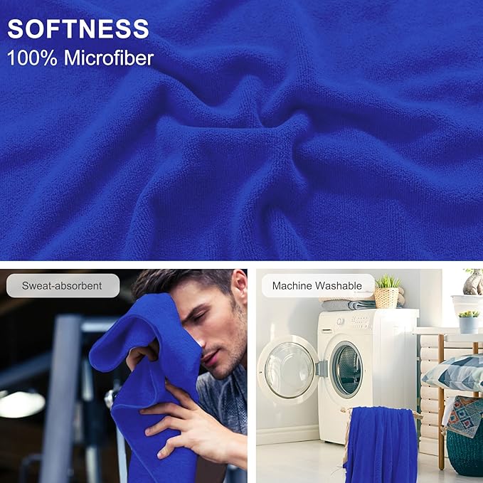 Car Seat Towel Cover, 2pcs Universal Front Seat Protector for Cars, SUVs and Trucks, Sweat Towel Car Seat Cover for Gym, Yoga, Swimming, Pets and Family Travel, Blue