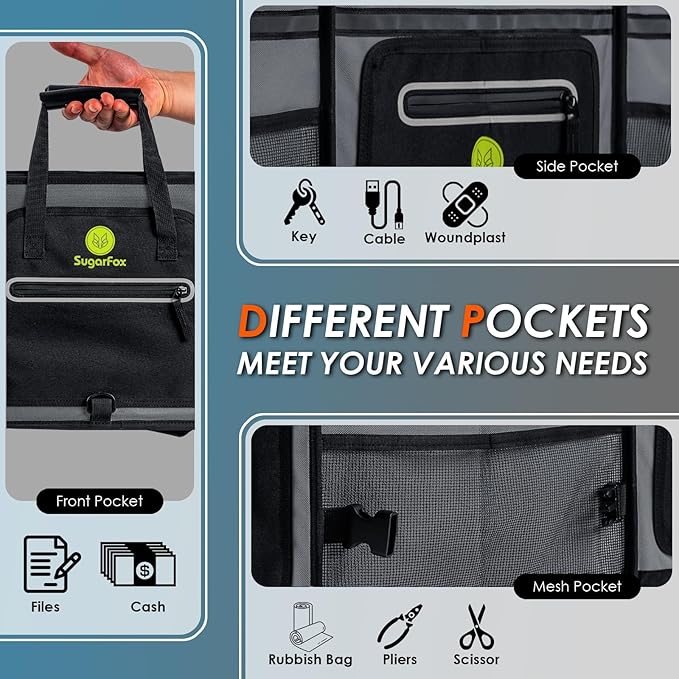Car Trunk Organizer | 95L, 35"x13.8"x11.8" | Includes 26L Ice Pack | Waterproof, Foldable | Trunk Organizer for SUV/Cars | Car Organizers & Storage - Gray-M004