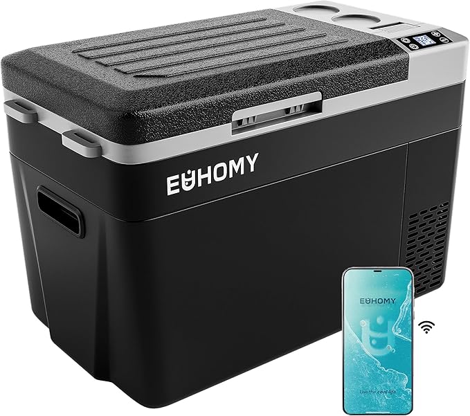 EUHOMY 12 Volt Refrigerator, 32QT(30L) Electric Cooler, Car Fridge APP Control, Car Refrigerator 12/24V DC 100-240V AC, Portable Freezer Usable Battery for Camping, Travel, Truck, Outdoor