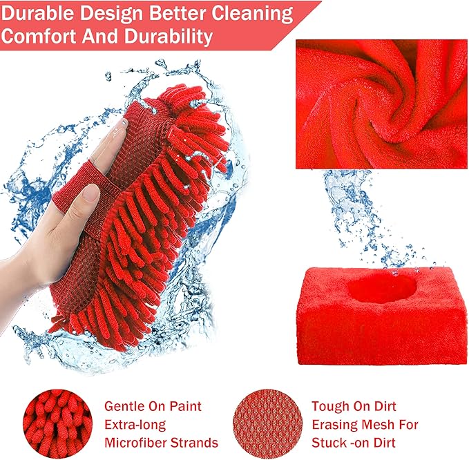 Car Wash Kit -Car Cleaning Kit Cars Washs Foam Gun Microfiber Sponge Cars Washing Kits Tire BrushTowels Complete Large Washs Mitt