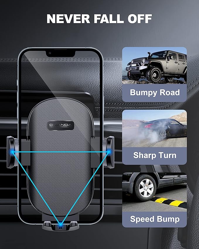 Upgraded Phone Holders for Your Car, Universal Cell Phone Mount Holder, Hands Free Automobile Mobile Phone Stand, 360° Adjustable Air Vent Cradles Car Accessories for iPhone and Smartphone