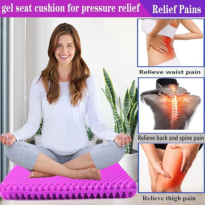 Plus Size Gel Seat Cushion, Extra Large and Thick, Seat Cushion for Buttocks, Back, Sciatica, Tailbone Pain Relief, Used for The Office, Wheelchair, Car, Recliner, Truck, Medical, Stadium.(Rose red)