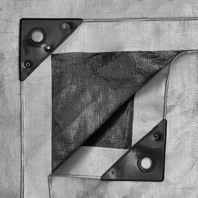 WHITEDUCK Super Heavy Duty Poly Tarp Cover 16 Mil & 10 Mil with Grommets and Reinforced Edges (Brown, White & Silver Black) (Silver Black- 16 Mil, 20' x 30')