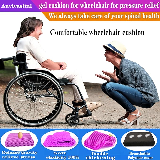 Plus Size Gel Seat Cushion, Extra Large and Thick, Seat Cushion for Buttocks, Back, Sciatica, Tailbone Pain Relief, Used for The Office, Wheelchair, Car, Recliner, Truck, Medical, Stadium.(Rose red)