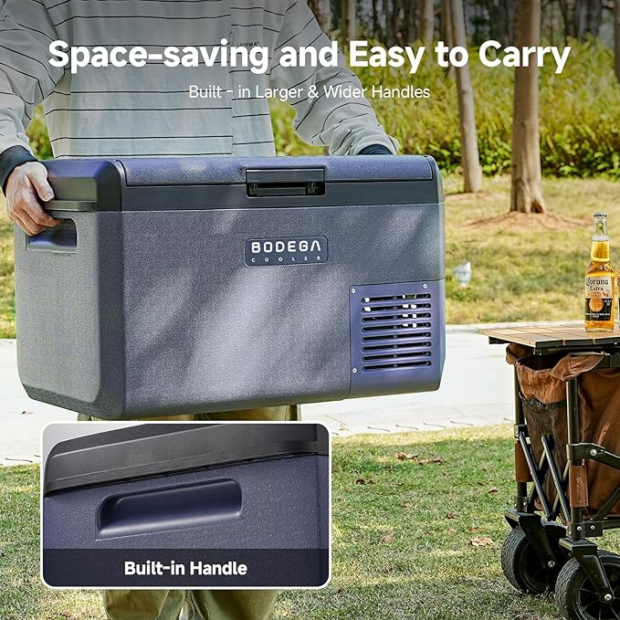 BODEGACOOLER 12 volt Car Refrigerator - Portable Freezer IPX4 Waterproof Car Fridge 42QT Electric Cooler Ultra-Quiet for Truck Van Camping Travel 12/24V DC 110~240 Volt AC,-4โ~68โ