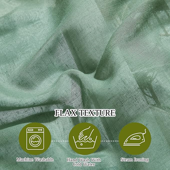 NICETOWN Linen Curtains Flax Sheer Texture for Living Room, Grommet Semi Sheer Vertical Drapes Privacy with Light Filtering for Bedroom/Patio Door, W70 x L96, Olive Green, 1 Pair